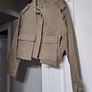 Cropped Utility Jacket in Taupe